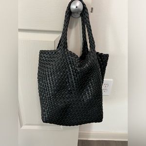 Womens Vegan Leather Woven Bag with Purse, Fashion Handmade Beach